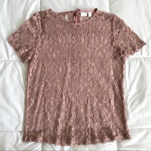 14th & Union Dusty Pink Lace Tie Back Tee